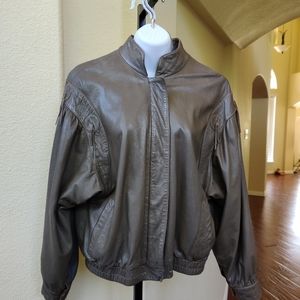 Jappa 100% Taupe Vtg Leather Jacket With Tassels
